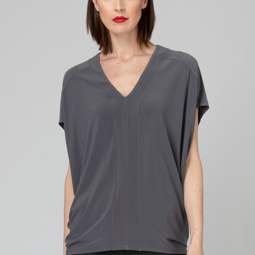 Joseph Ribkoff Gray V-Neck Women's Top